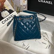 Chanel Bucket Bag Patent Leather In Blue Size 20.5x19x10.5cm - 5