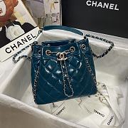 Chanel Bucket Bag Patent Leather In Blue Size 20.5x19x10.5cm - 6