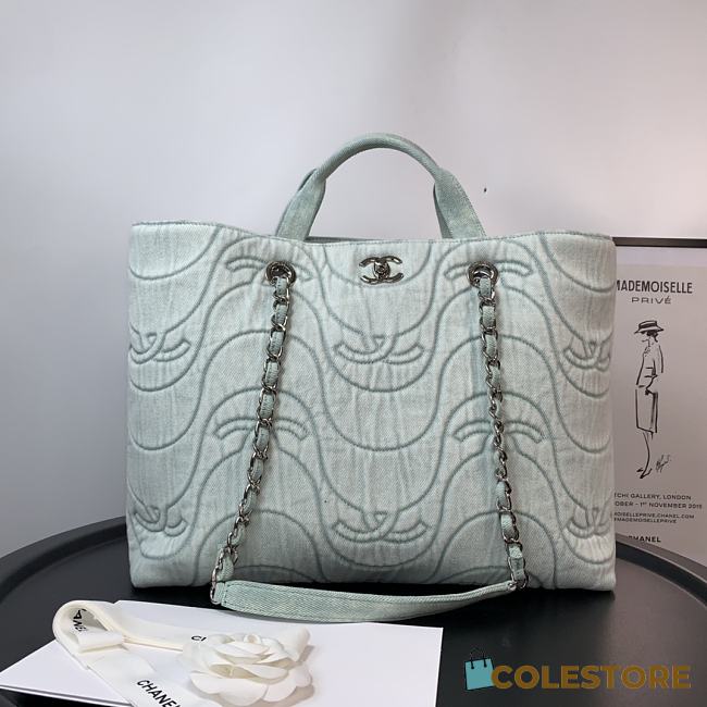 Chanel Vintage Tote Bag Size In Blue Size 38cm - 1