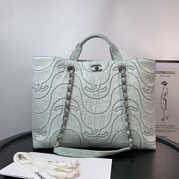 Chanel Vintage Tote Bag Size In Blue Size 38cm
