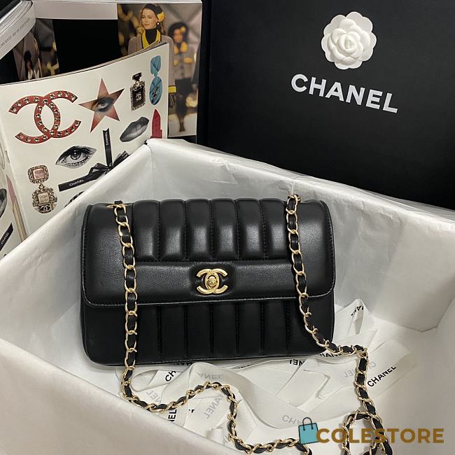 Chanel Diana Timeless Dark Brown Quilted Leather Crossbody Bag In Black AS1499 Size 23x14x7cm - 1