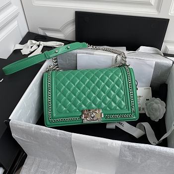 Chanel Multi Chain Boy Bag In Green Size 12x20x8.5cm