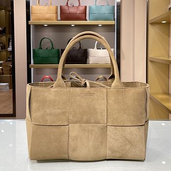 Bottega Veneta Arco Tote Bag In Dark Beige Velvet 44052 Size 36x24x12cm
