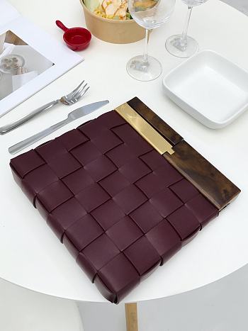 Bottega Veneta Snap Clutch In Wine Lambskin 64774 Size 27x5x28cm