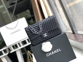 Chanel Classic Chervon Caviar Calfskin Black 25.5cm