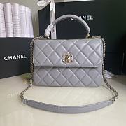 Chanel Trendy Flap Dual Handle Bag In Grey Size 25x12x17cm - 1