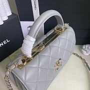 Chanel Trendy Flap Dual Handle Bag In Grey Size 25x12x17cm - 6