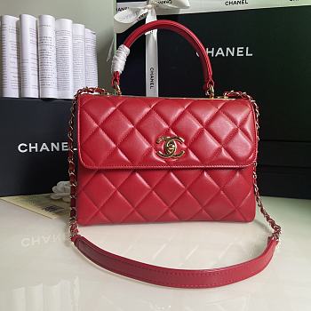 Chanel Trendy Flap Dual Handle Bag In Red Size 25x12x17cm