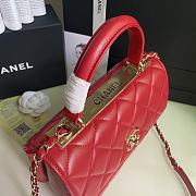 Chanel Trendy Flap Dual Handle Bag In Red Size 25x12x17cm - 4