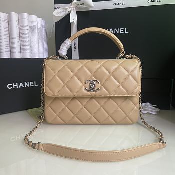 Chanel Trendy Flap Dual Handle Bag In Beige Size 25x12x17cm