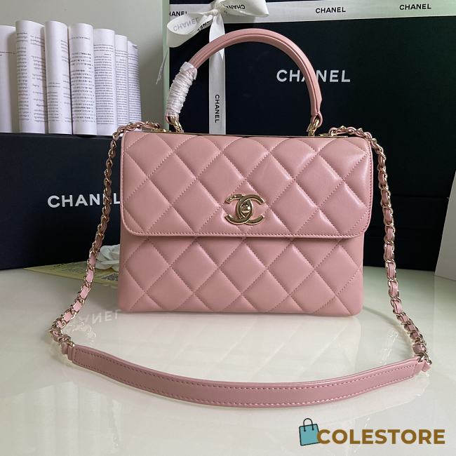 Chanel Trendy Flap Dual Handle Bag In Pink Size 25x12x17cm - 1