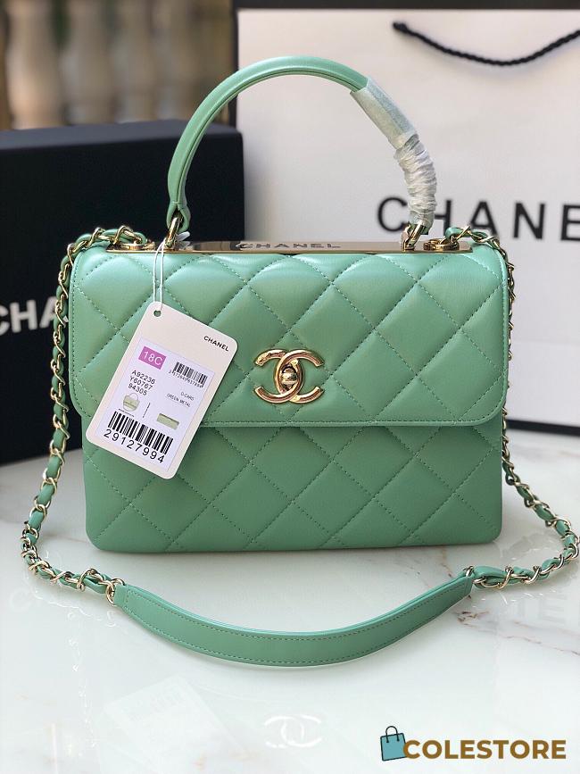 Chanel Trendy Flap Dual Handle Bag In Green Size 25x12x17cm - 1