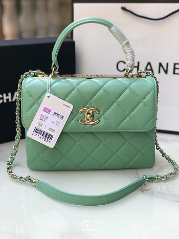 Chanel Trendy Flap Dual Handle Bag In Green Size 25x12x17cm