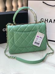 Chanel Trendy Flap Dual Handle Bag In Green Size 25x12x17cm - 3