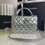 Chanel Trendy Flap Dual Handle Bag In Silver Size 25x12x17cm - 1