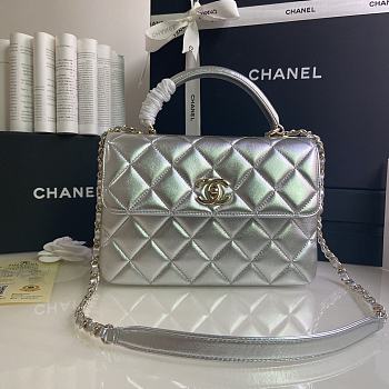 Chanel Trendy Flap Dual Handle Bag In Silver Size 25x12x17cm