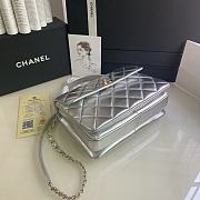Chanel Trendy Flap Dual Handle Bag In Silver Size 25x12x17cm - 6