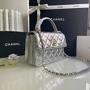Chanel Trendy Flap Dual Handle Bag In Silver Size 25x12x17cm - 5