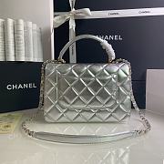 Chanel Trendy Flap Dual Handle Bag In Silver Size 25x12x17cm - 3