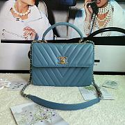 Chanel Chervon Trendy CC Top Handle Bag In Blue Size 25x12x17cm - 1