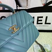 Chanel Chervon Trendy CC Top Handle Bag In Blue Size 25x12x17cm - 6