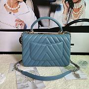 Chanel Chervon Trendy CC Top Handle Bag In Blue Size 25x12x17cm - 3