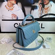 Chanel Chervon Trendy CC Top Handle Bag In Blue Size 25x12x17cm - 2