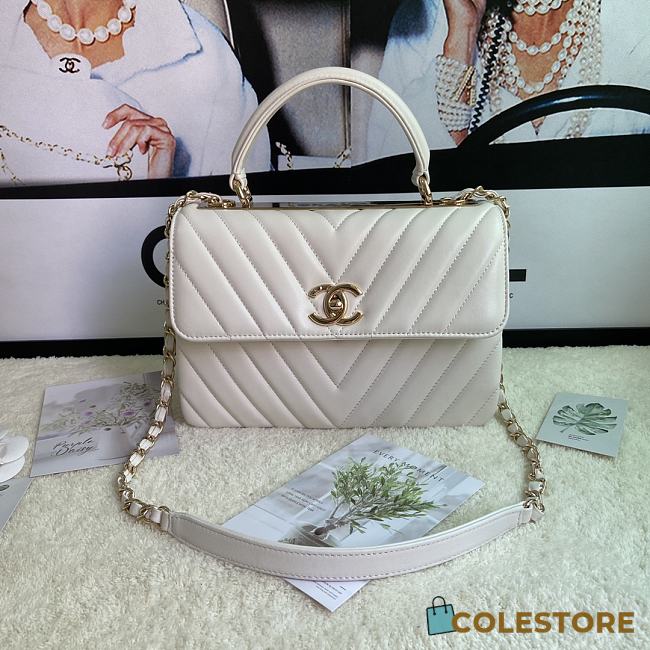 Chanel Chervon Trendy CC Top Handle Bag In White Size 25x12x17cm - 1