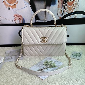 Chanel Chervon Trendy CC Top Handle Bag In White Size 25x12x17cm