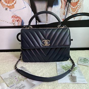 Chanel Chervon Trendy CC Top Handle Bag In Black Size 25x12x17cm
