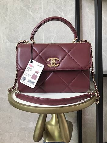 Wine Red Chanel Trendy CC In Large Size 25x17x12cm