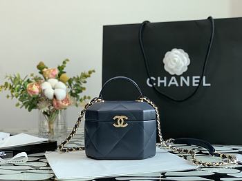 Chanel Small Vanity Case Style In Blue AS2630 Size 15x10x11cm