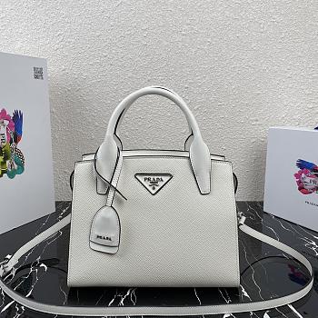 Prada Saffiano Leather Kristen Bag In White 1BA297 Size 26x20x13.5cm