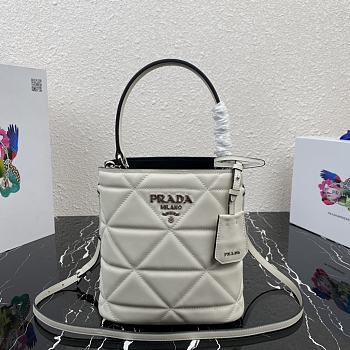 Prada Brushed Leather Bucket Bag In White 22cm