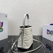 Prada Brushed Leather Bucket Bag In White 22cm - 5