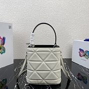 Prada Brushed Leather Bucket Bag In White 22cm - 6