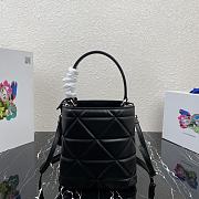 Prada Brushed Leather Bucket Bag In Black 1BA319 Size 22x23x13cm - 6