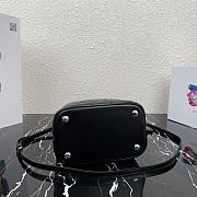 Prada Brushed Leather Bucket Bag In Black 1BA319 Size 22x23x13cm - 5