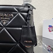Prada Brushed Leather Bucket Bag In Black 1BA319 Size 22x23x13cm - 4