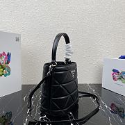 Prada Brushed Leather Bucket Bag In Black 1BA319 Size 22x23x13cm - 3