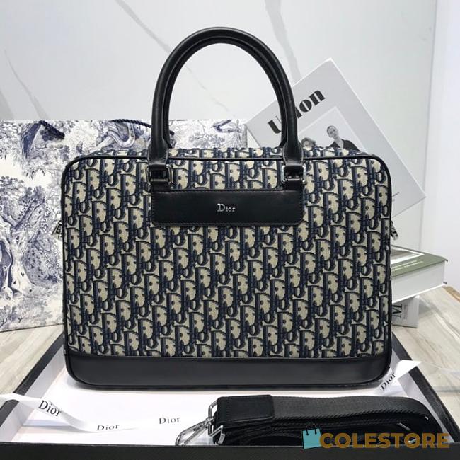 Dior Briefcase Blue Oblique Size 40x28x7cm - 1