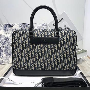 Dior Briefcase Blue Oblique Size 40x28x7cm
