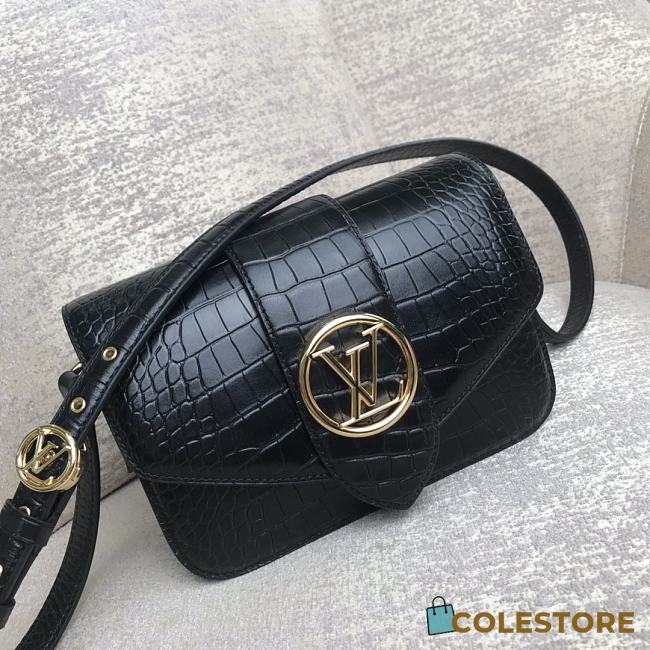 Louis Vuitton Pont 9 In Black Crocodile M55948 Size 23x15x8cm - 1