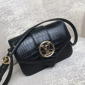 Louis Vuitton Pont 9 In Black Crocodile M55948 Size 23x15x8cm