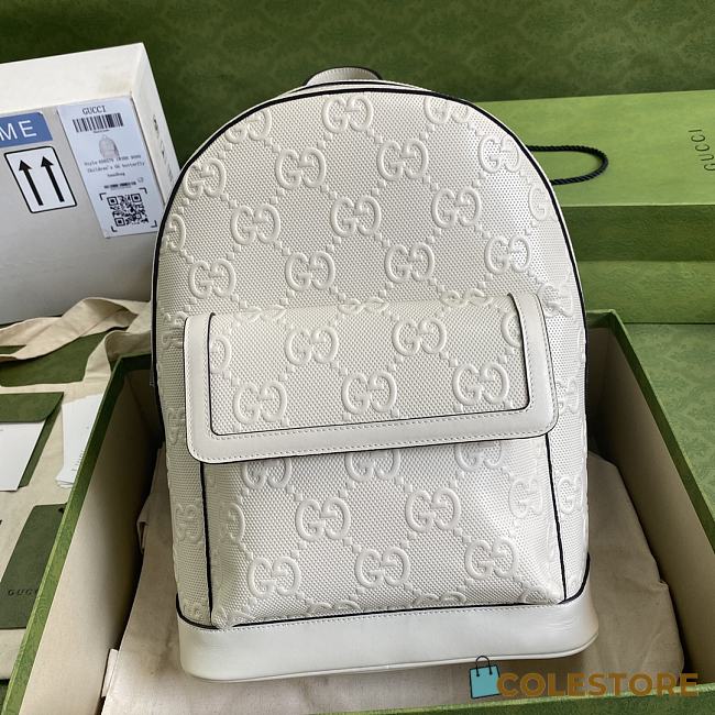 Gucci GG Embossed Backpack In White 658579 Size 27×37×13cm - 1