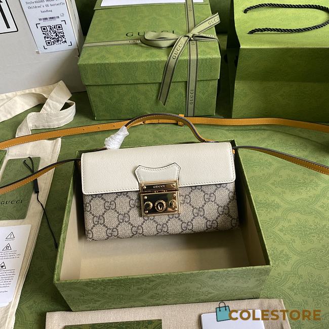 Gucci Padlock Mini Bag In White & Ebony Supreme 652683 18cm - 1