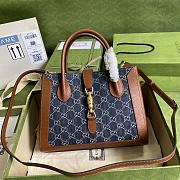 Gucci Jackie 1961 Medium Tote Bag In Blue Denim 649016 Size 30x24x12cm - 1