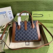 Gucci Jackie 1961 Medium Tote Bag In Blue Denim 649016 Size 30x24x12cm - 4