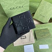 Gucci Embossed Wallet In Black 625562 Size 12x9.7cm - 1