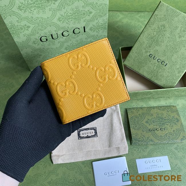 Gucci Embossed Wallet In Yellow 625562 Size 12x9.7cm - 1